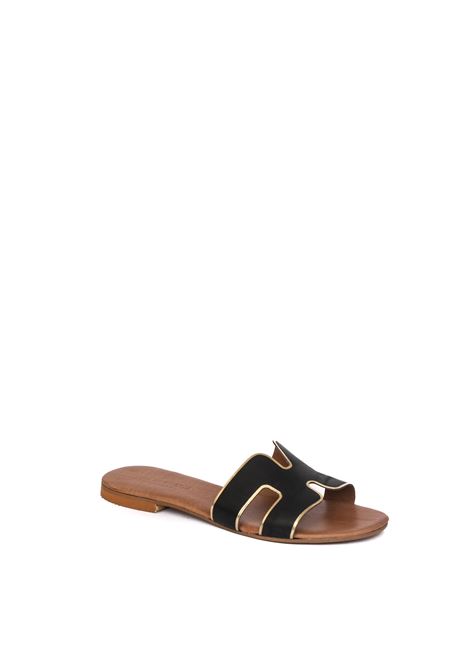 Black leather sandal VINCENT VEGA | P106 HDLVIT-NERO